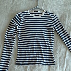 Striped Long Sleeve Top - Navy and White